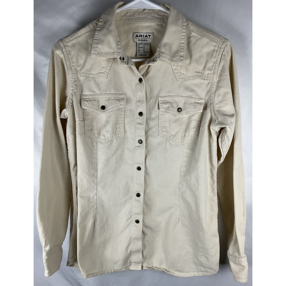 Ariat R.E.A.L. Women's Cream Medium Western Snap Button Up Long Sleeve Shirt